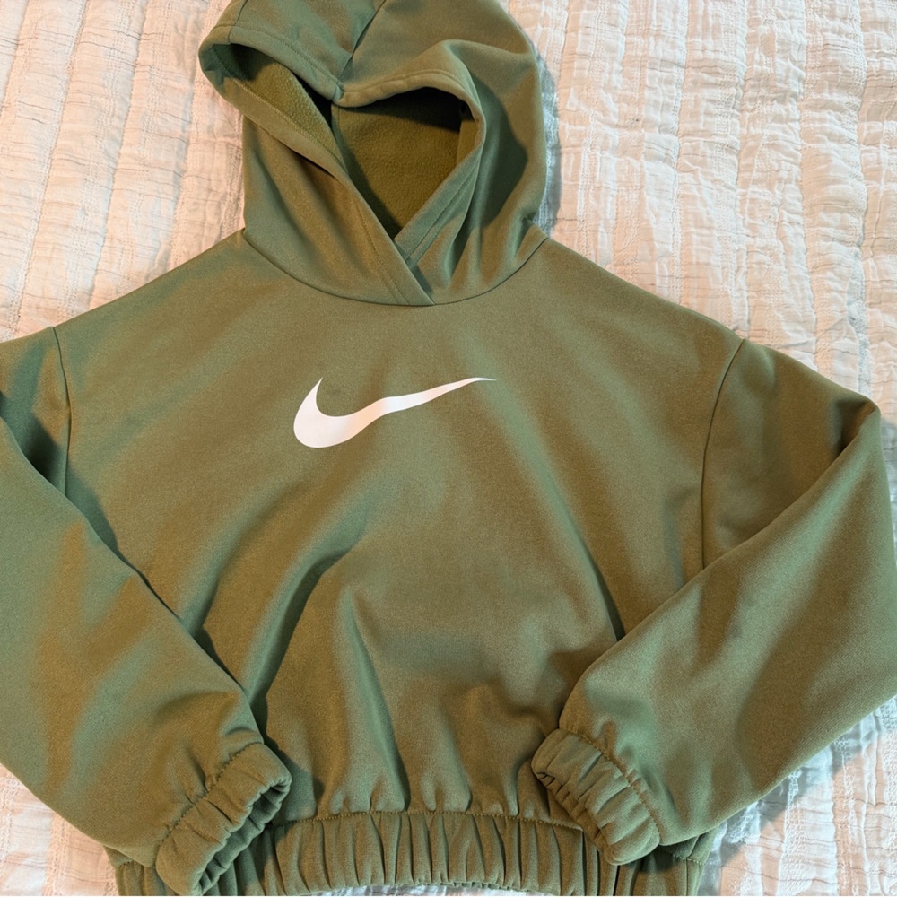 Nike Olive Green Hoodie with White Swoosh